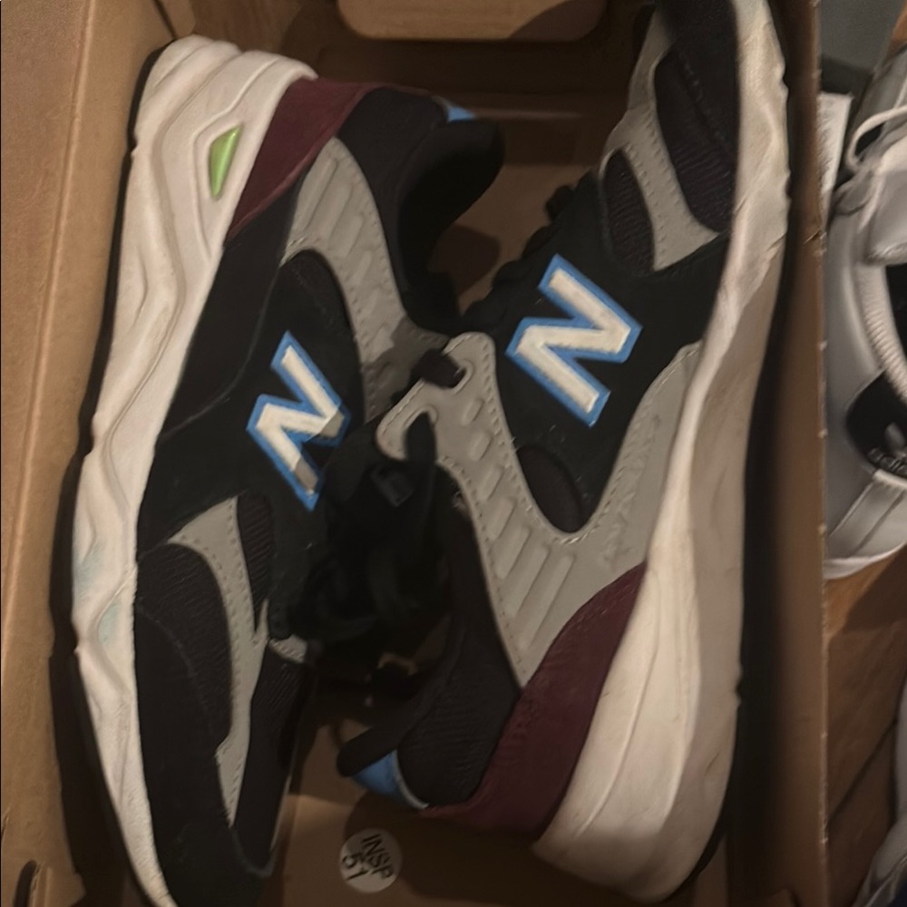 New Balance Kids' Black, Gray, and Burgundy Sneakers